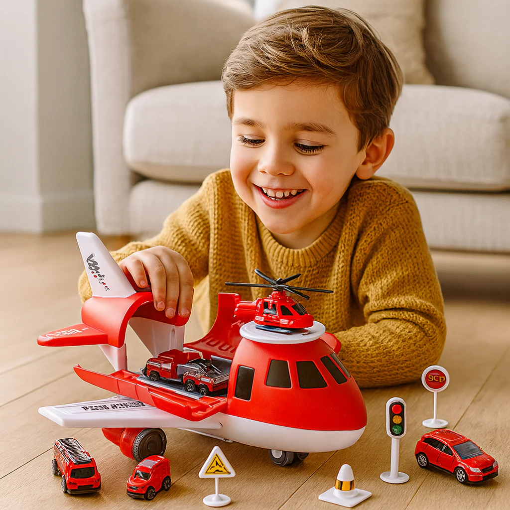 Toy Playset Airplane Vehicle Transport Kids Action Set - Image 3