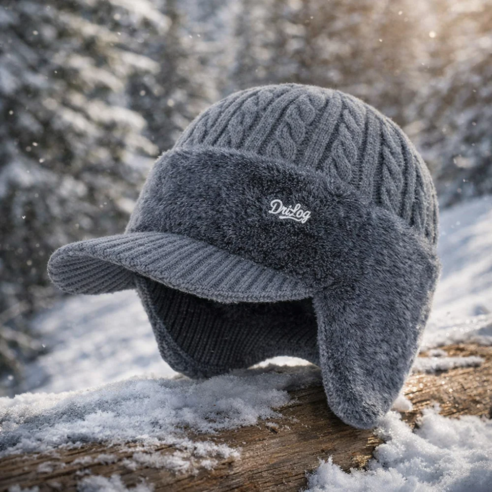 Trapper Winter Hat Ear Flap Knit Cap Visor - Image 2