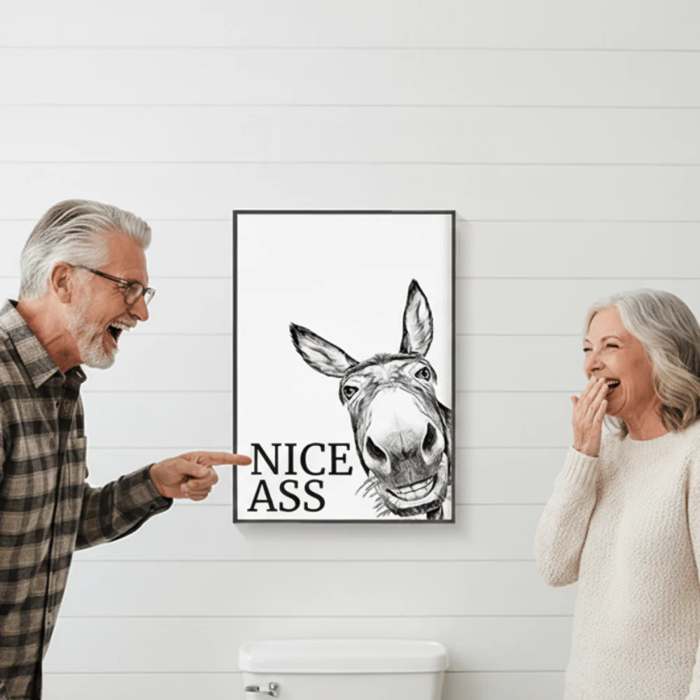 Wall Art Funny Bathroom Canvas Rustic Farmhouse Humor Print