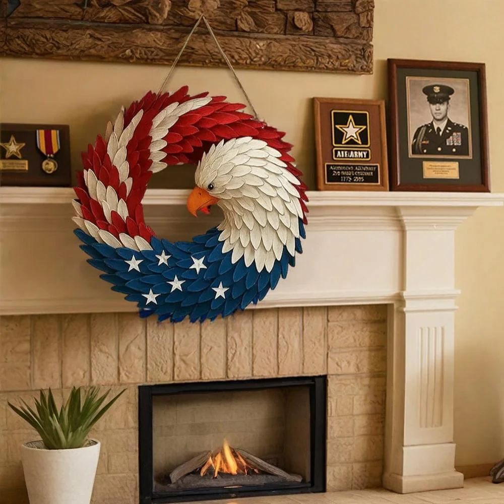 Wall Art Veterans Eagle Wreath Boxwood Display - Image 2