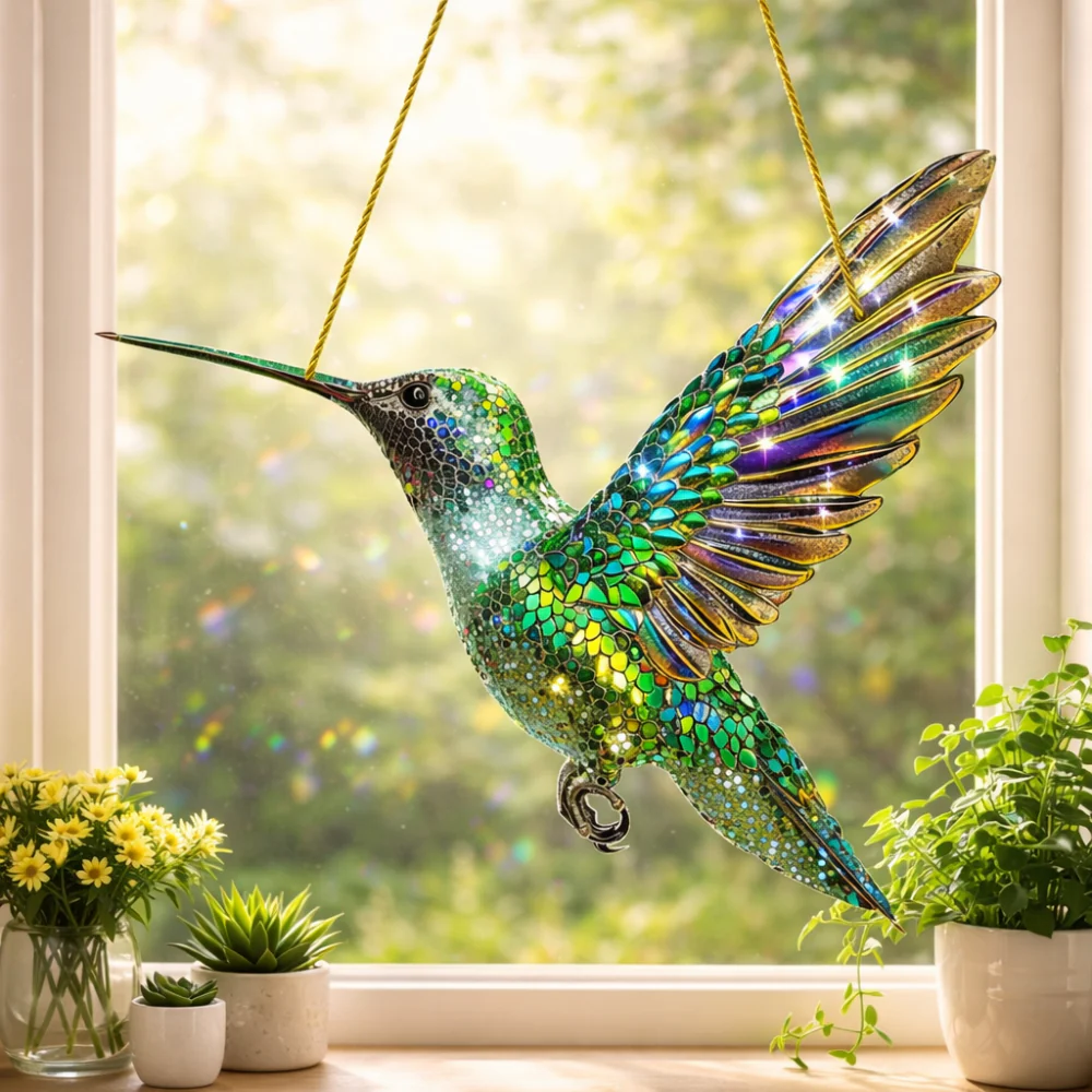 Wall Art Window Suncatcher Hummingbird Hanging Decor - Image 3