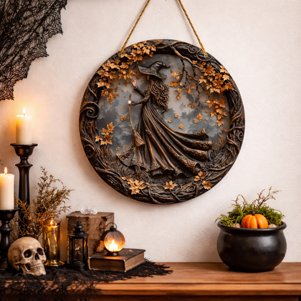 Wall Art Witch Folklore Wood Door Hanging Sign - Image 2