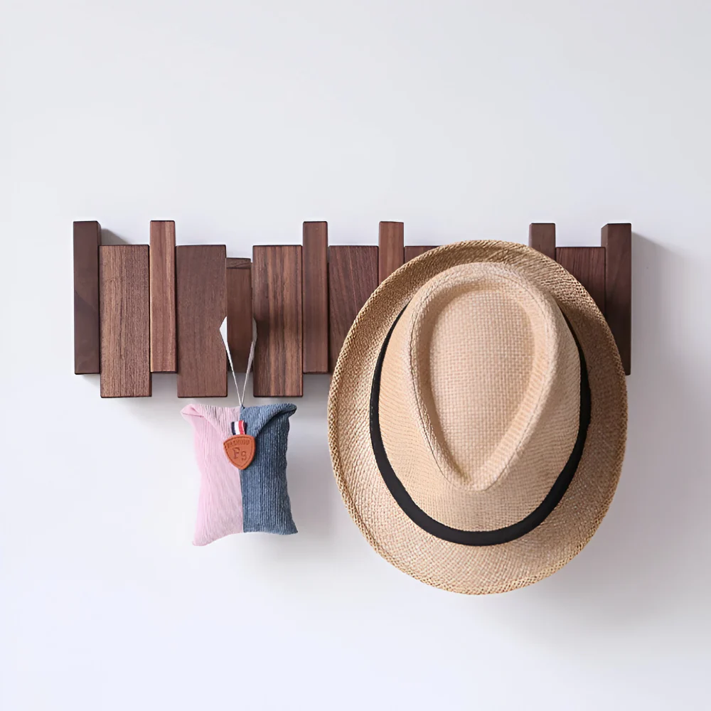Wall Hook Wooden Rack Folding Piano Style Hanging Organizer - Image 5