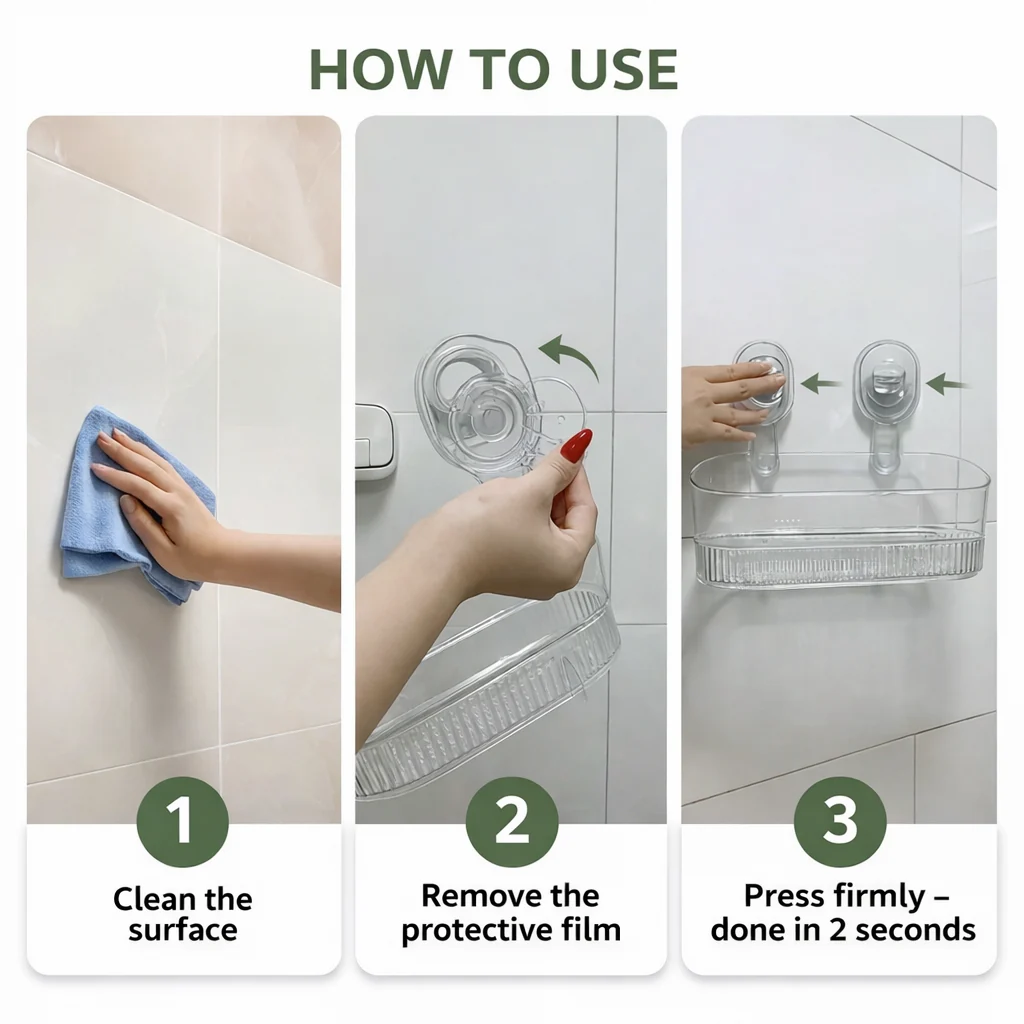 Wall Shelf Adhesive No Drill Kitchen Bathroom Storage Organizer - Image 5