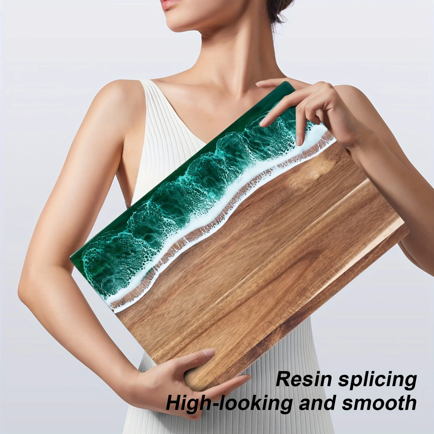 Wave Resin Cutting Board | Ocean-Inspired Acacia Wood Cheese & Serving Board - Image 4