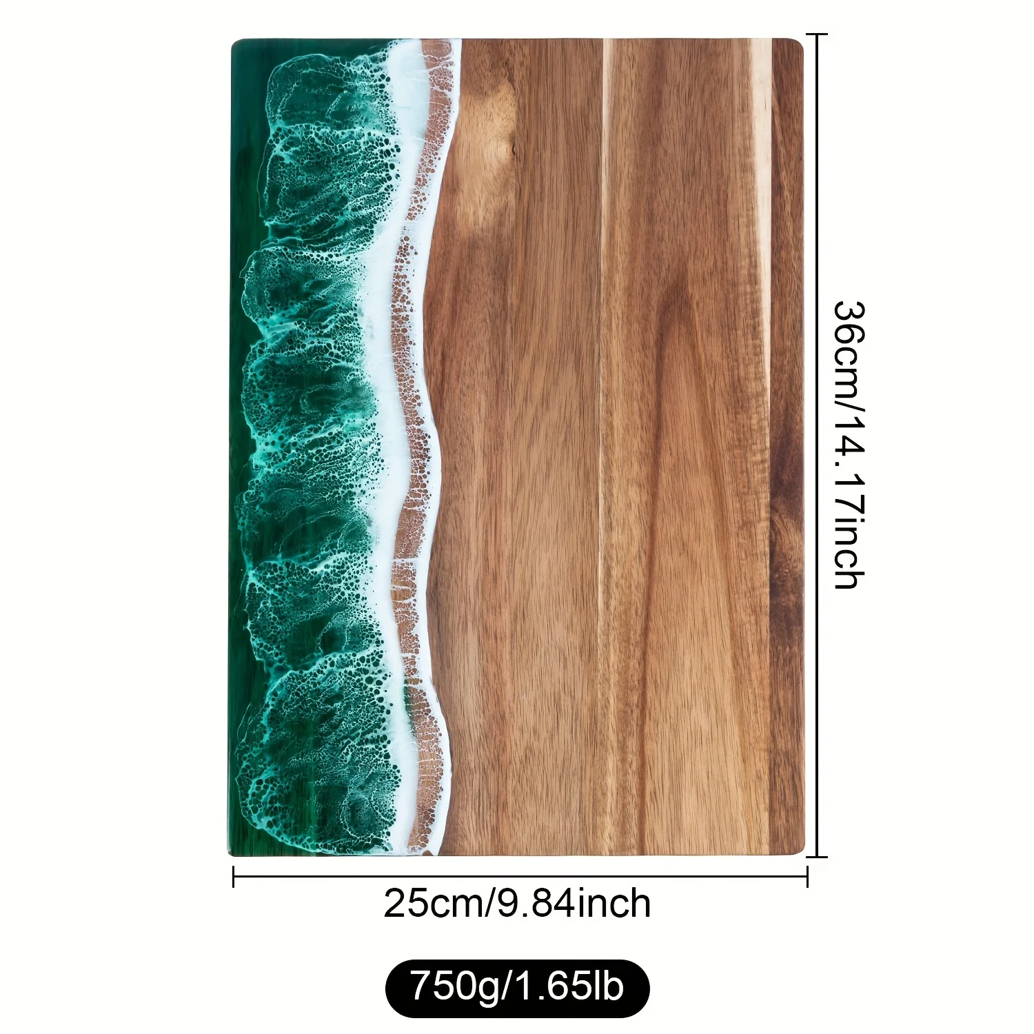 Wave Resin Cutting Board | Ocean-Inspired Acacia Wood Cheese & Serving Board - Image 5
