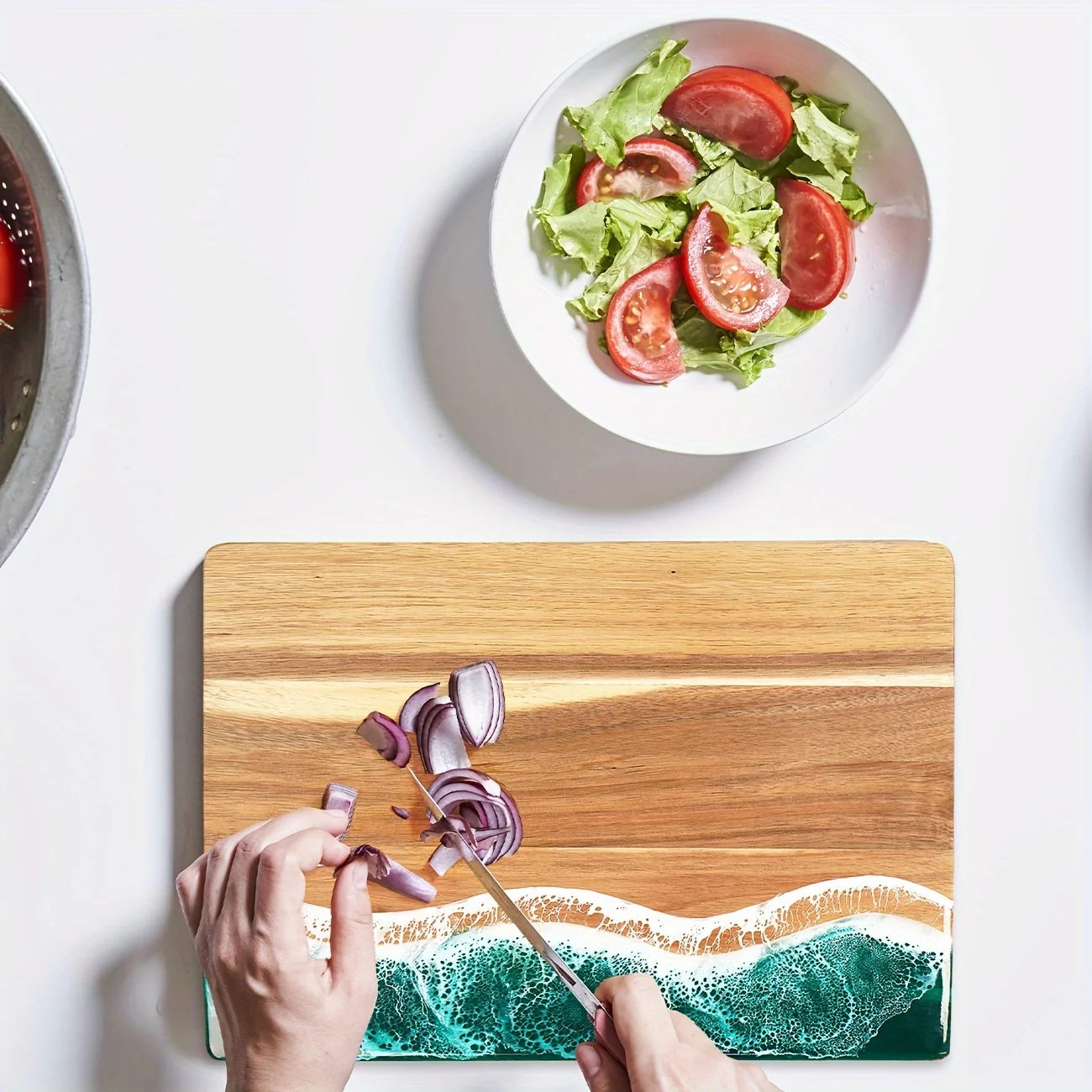 Wave Resin Cutting Board | Ocean-Inspired Acacia Wood Cheese & Serving Board - Image 9