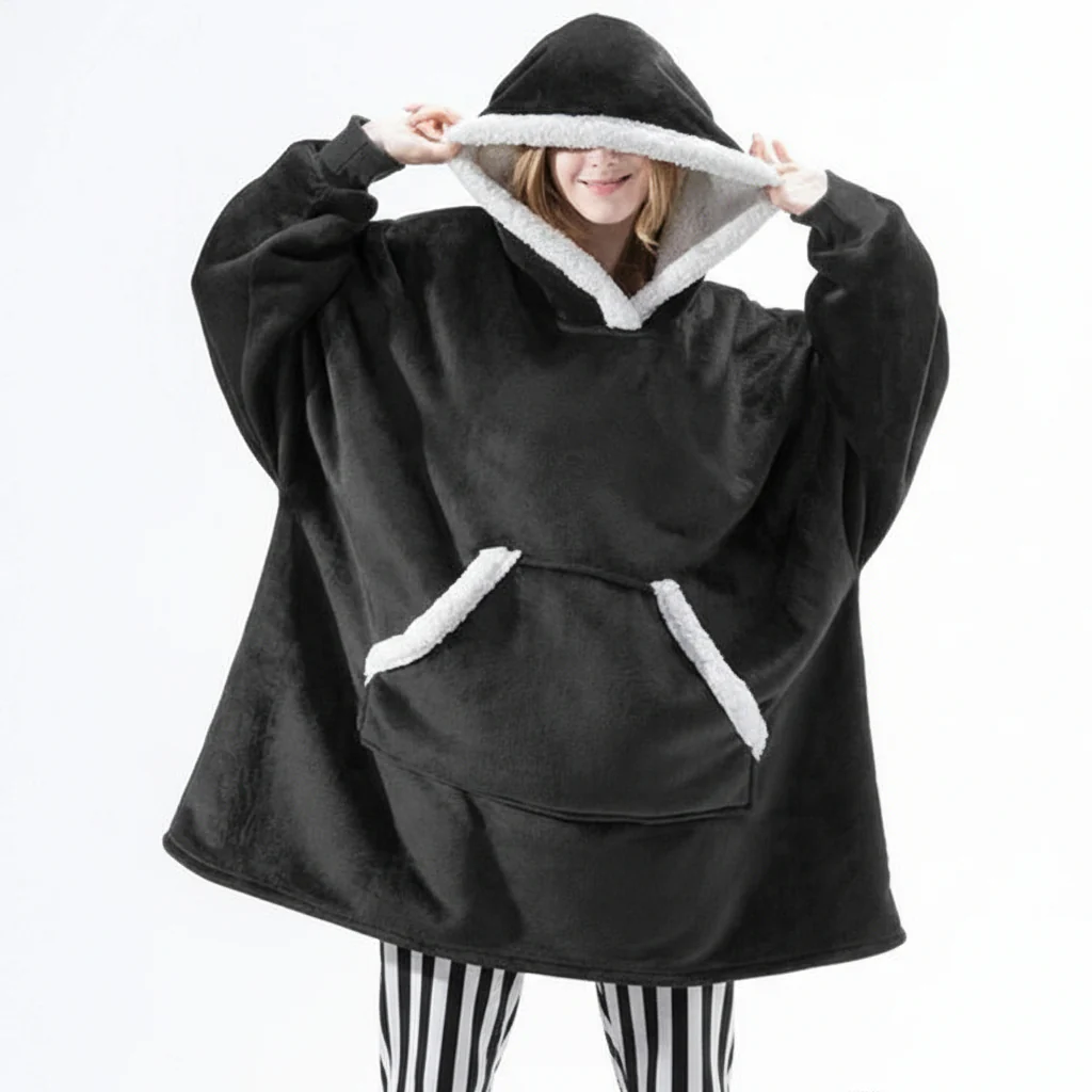 Wearable Cozy Blanket Hooded Thick Warm Blanket - Image 10