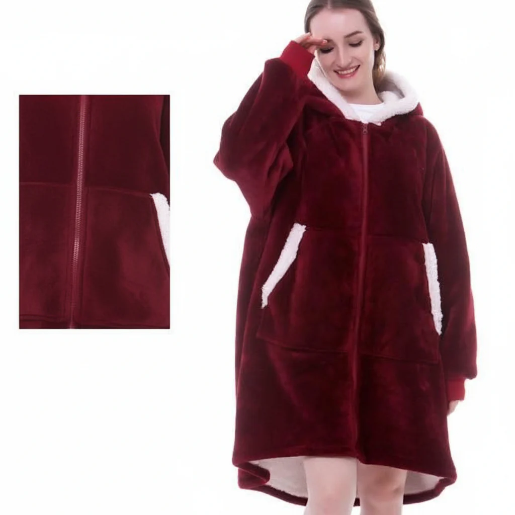 Wearable Cozy Blanket Hooded Thick Warm Blanket - Image 11