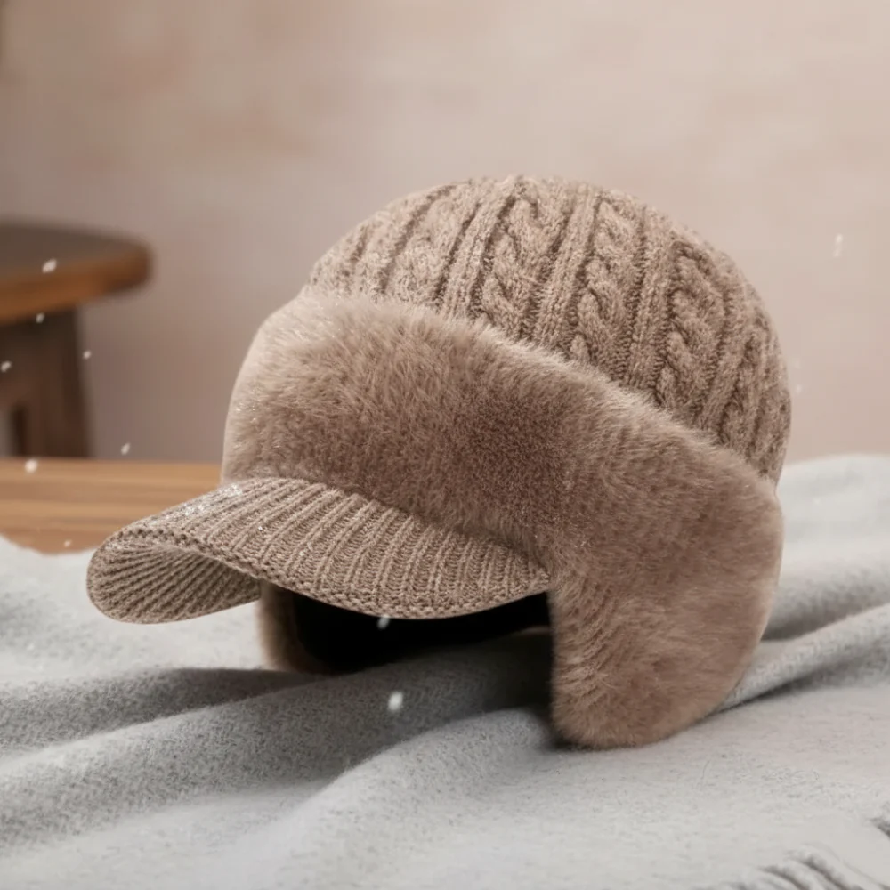 Winter Hat Trapper Knit Cap Ear Flap Cold Weather Wear - Image 3