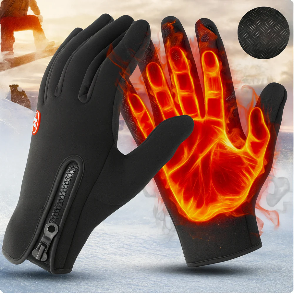 Winter Heated Gloves Electric Outdoor Touchscreen Grid Design - Image 2