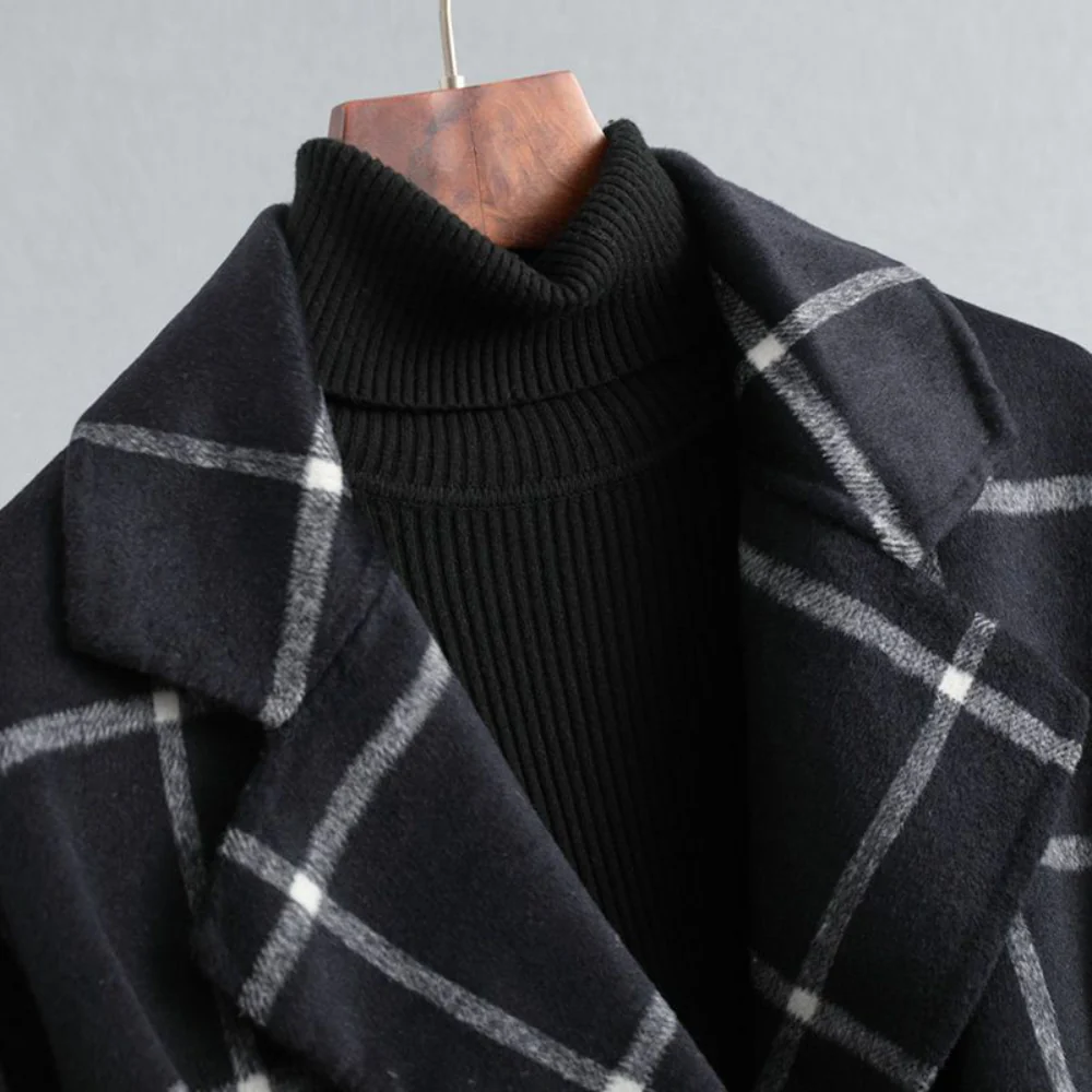 Women’s Coat Plaid Long Winter Outerwear - Image 3