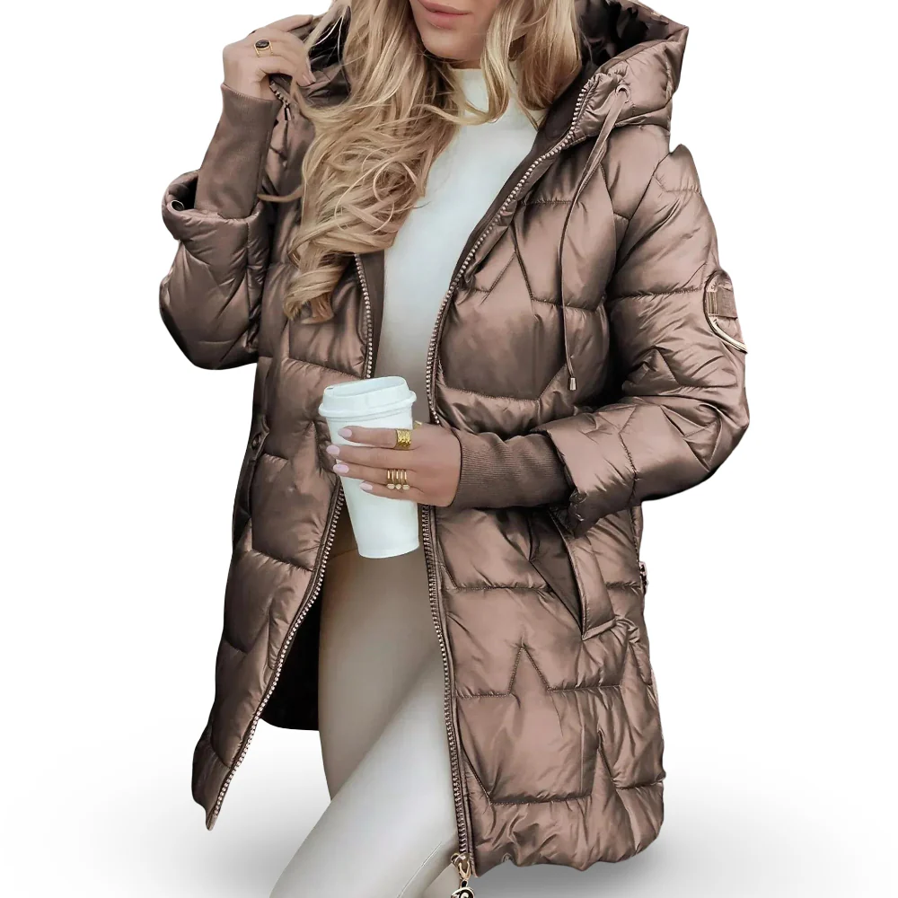 Women’s Winter Coat Hooded Padded Quilted Jacket - Image 6