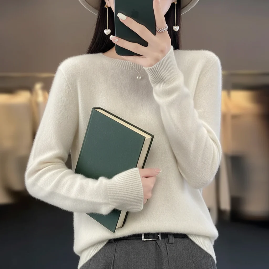 Womens Sweater Cashmere Crewneck Warm Pullover - Image 12